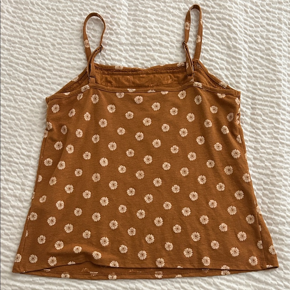Market & Spruce Rust Brown Daisy-Print Cami with Spaghetti Straps - Picture 2 of 8